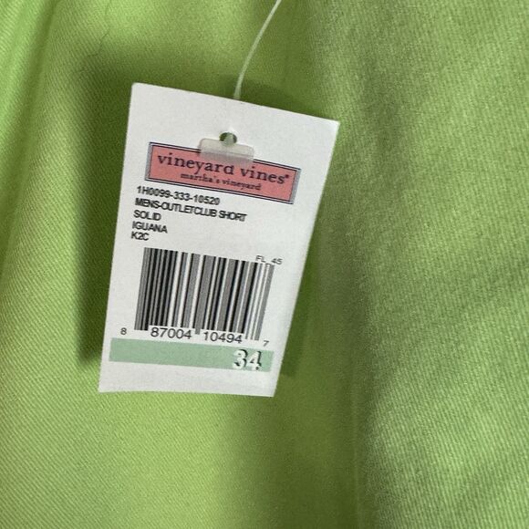 VINEYARD VINES Mens Lime Green Club Shorts Size 34 Twill Classic Golf Preppy NWT - Picture 2 of 9